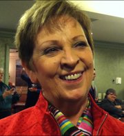 Shirley Martin-Smith, a former Lawrence mayor who owns the local Adecco franchise and Martin-Smith Personnel Services in Lawrence, is named one of four 2011 laureates for the Lawrence Business Hall of Fame, during an announcement event Thursday, May 5, 2011 at Lawrence Country Club.