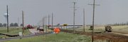 Traffic is stopped for culvert work on U.S. Highway 59 south of North 700 Road Wednesday, June 8, 2011, while crews continue work on what will be the new Highway 59 highway at right. Construction began in spring 2007 on the $240 million project between Lawrence and Ottawa. The project will widen the two-lane road to four lanes.