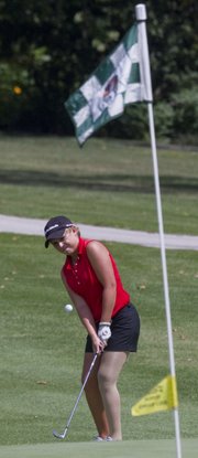 MacKenzie Thayer, Garden City, competes Wednesday in the Trusted Choice "Big I" Junior Classic Golf tournament at Alvamar. Thayer has committed to attending KU to play golf.