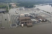This photo from June 14, 2011, shows the Fort Calhoun nuclear power plant surrounded by flood waters from the Missouri River in Fort Calhoun, Neb. Officials said on Wednesday, July 27, 2011, that the power plant will be thoroughly inspected and any flood damage repaired before the plant restarts sometime this fall.