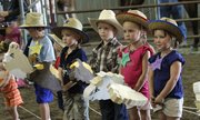 Competitors dressed the part in a special stick-horse contest for those too young to ride a real horse.
