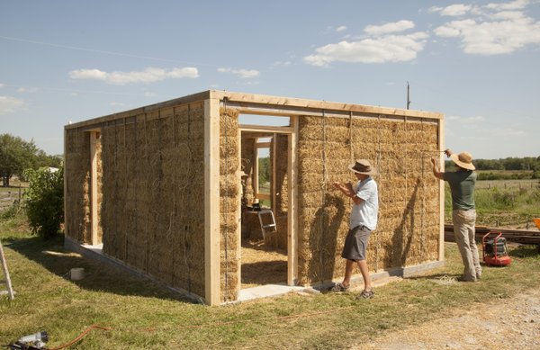 About a dozen people gathered last week in Oskaloosa to learn how to build straw bale buildings. Straw and clay are a renewable building material that more people are turning to in Kansas. 
