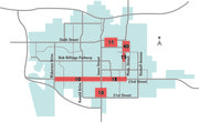 "Hot spots" of driving under the influence arrests in Lawrence. Locations are approximate and reflect crimes posted on the Lawrence Police Department&squot;s website between Jan. 1, 2011 and Aug. 1, 2011. Does not reflect all DUI arrests during that time period, but rather indicates areas where arrests were more frequent.