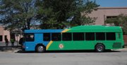 One of three new hybrid-diesel buses for Lawrence Transit was on a training run Thursday, August 11, 2011. The new eco-transit vehicles will be put in to service on bus route 11 on August 22.
