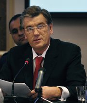 Ukrainian President Viktor Yushchenko opens the 12th annual meeting of the Southeast Europe Defense Ministerial in Kyiv, Ukraine, Oct. 22, 2007. Defense Dept. photo by Cherie A. Thurlby