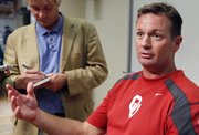 Oklahoma head coach Bob Stoops speaks during an NCAA college football news conference in Norman, Okla., on Monday, Sept. 12, 2011. A person with knowledge of the situation says Texas and Oklahoma officials met over the weekend amid speculation that the Sooners are considering leaving the Big 12.