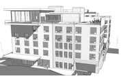 A southern view of a proposed hotel, apartment, retail building on the southeast corner of Ninth and New Hampshire streets