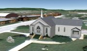 Former Tonganoxie resident Cody Edwards created three-dimensional images of many city structures, including this one of the Tonganoxie Congregational Church and Tonganoxie Elementary School before moving to Colorado in November. His work can be viewed on Google Earth or Google Maps.