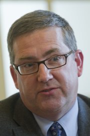 Kansas State University president Kirk Schulz visited with the Lawrence Journal-World editorial board Wednesday, Jan. 25, 2012 in Lawrence.