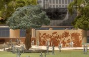 This undated handout image provided by Gehry Partners, LLP, shows the Eisenhower Memorial Pedestrian Experience. Detail 2. Planners of a memorial honoring Dwight D. Eisenhower respond to criticism that the Frank Gehry design puts too much emphasis on Eisenhower's rural Kansas roots and not enough on his achievements as a military hero and president. Some members of the Eisenhower family have recently voiced objections to the imagery to be depicted on large metal tapestries.