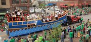 The 25th annual St. Patrick's Day parade included 162 floats on Saturday March 17, 2012. The Sandbar float, which won first place, was one of the last floats up Massachusetts Street.