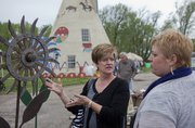 Shoppers Jan Mason, Tonganoxie, left, and Sarah Stalker, Lawrence, right, check out the first Lawrence Flea market of the season on April 7 at the Tee Pee Junction. Stalker said she plans to join the vendors at the next Lawrence Flea, which is Saturday, May 5.