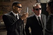 In this film image released by Sony, Will Smith, left, and Tommy Lee Jones are shown in a scene from "Men in Black 3."