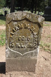 Many tombstones in the Oak Hill Cemetery carry a crest or shield on them showing that they have a Civil War connection.