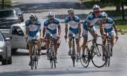 Members of the Mercy Elite Cycling Team, based out of Fort Smith, Ark., head up 12th Street to the KU campus on a short ride Monday. The team won several events at this past weekend’s Tour of Kansas City races and will be participating in the Tour of Lawrence this weekend. From left are Dylan Jones and Zach Allison, both of Fort Collins, Colo.; Cotton Jarisch, Victoria, Texas; Austin Vinton, Springfield, Mo.; and Adam Mills, Lawrence. Events in Lawrence begin Friday.