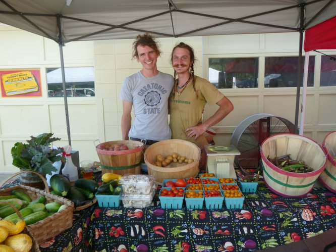 Wakarusa Valley Farms shows off a dwindling supply of produce by the end of the market day. Proof positive that when it comes to market shopping, arriving early has it's advantages.