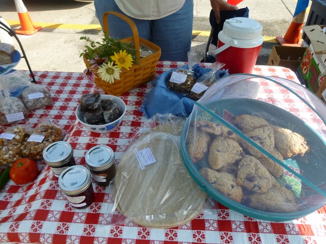 Delicious bake goods, jellies and even a tomato or two from The Yeast We Can Do bakery at Cottin's Hardware Farmers Market.