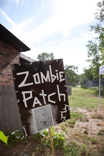 Youth and staff at the Lawrence-Douglas County Housing Authority Full Circle Youth Program planted a garden of vegetables earlier in the spring. Known as the “Zombie Patch”, the garden produces a healthy snack of vegetables while teaching youth about growing produce.