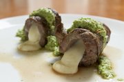 Delicious: Megan’s steak roulade with jalapeno chimichurri sauce can be spicy or toned down by adding sour cream to the sauce.