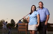 Besides an interest in each other, husband and wife Josh and Katy Nahm share an interest in teaching the game of golf. While Josh works as an instructor, Katy is an assistant coach on the Kansas University women's team.