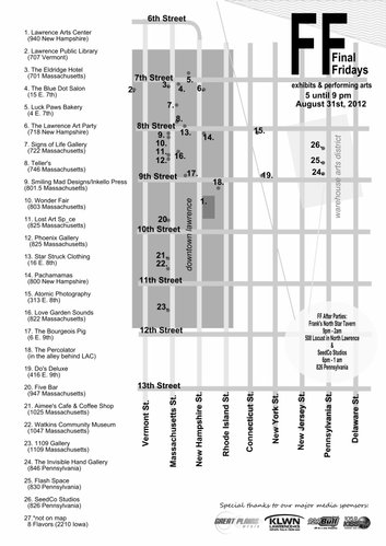 Map of Final Friday venues for August 31, 2012