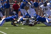 John Young/Journal-World Photo
Kansas players scramble to recover a fumble during their game against Rice Saturday, Sept. 8, 2012 at Memorial Stadium.
