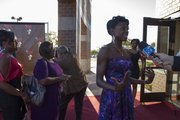 Kansas track and field standout Diamond Dixon is interviewed on the red carpet by members of the press before entering the Lied Center for the Rock Chalk Choice Awards on Sunday, Sept. 9, 2012.