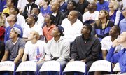 Wayne Selden, middle front row, sits behind the bench during Late Night in the Phog on Friday, Oct. 12, 2012 at Allen Fieldhouse. Selden was one of 24 players selected for the 2013 McDonald's All-American game.