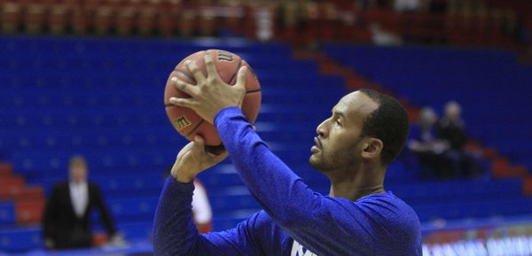 KU guard Travis Releford warms up prior to KU hosting SE Missouri State on Friday, Nov. 9, 2012.