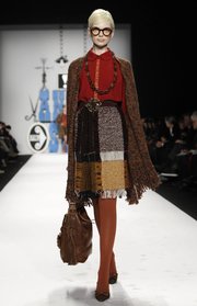 Mix up a winter look with dark-colored tights like these from the Anna Sui Fall 2012 collection, modeled during Fashion Week in New York Feb. 15, 2012.