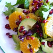 Clementine and Pomegranate Salad with Avocado, by chef Paige Vandegrift, is a festive yet fresh approach to a holiday salad.