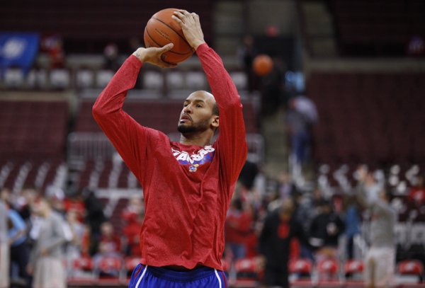 Kansas guard Travis Releford puts up a shot prior to tipoff against Ohio State on Saturday, Dec. 22, 2012 at Schottenstein Center in Columbus, Ohio.