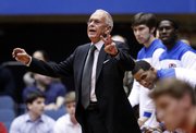 In this photo from Nov. 28, 2012, SMU head coach Larry Brown instructs his team against Utah in Salt Lake City. The well-traveled coach — who led Kansas University to the 1988 NCAA crown — has SMU off to a 9-4 start.