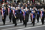 The Kansas University Trumpet Ensemble of Lawrence, Kan., performs in President Barack Obama's inaugural parade in Washington on Monday following the president's ceremonial swearing-in ceremony during the 57th Presidential Inauguration.