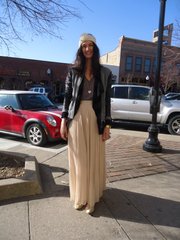Jaclyn Howell, Edina, Minn. Clothing details: Headband, Urban Outfitters, a couple years ago; jacket, Spectators, last fall; sweater, Spectators, a couple years ago; skirt, Spectators, last year; shirt, gift from mom, last year; shoes, online, last year.