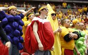 Iowa State students watch with dismay as seconds remain in overtime on Monday, Feb. 25, 2013 at Hilton Coliseum in Ames, Iowa.