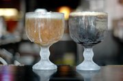 Schooners of beer (Bud Light, at left, and Free State Ad Astra Ale) at Louise's Downtown, 1009 Massachusetts St.