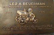 This renewed Leo Beuerman plaque will be rededicated during a noon ceremony Saturday outside Teller's Restaurant, 746 Massachusetts St.