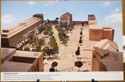 A photo taken of a model of the Eisenhower memorial shows an urban park surrounded by a number of different agencies that Dwight Eisenhower helped create. Members of Eisenhower’s family and others want a simpler design.