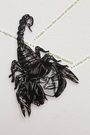 Lawrence artist Molly Murphy, with the body of a scorpion, is part of Patrick Vincent's Stigmergic exhibit at the Lawrence Arts Center.