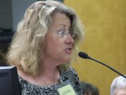 Free State High School science teacher Julie Schwarting urges the Kansas State Board of Education to approve the Next Generation Science Standards.