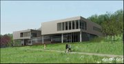 This rendering shows the plans for the $10 million expansion of the Bioscience and Technology Business Center at Kansas University, as seen from the southwest. The existing portion of the building is the section on the far left.