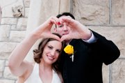 Hayley and Stephen Berrios pose for a photo at their wedding in April. Hayley Berrios, 29, was struck by a vehicle and killed Sunday while crossing the South Lawrence Trafficway near 27th St.