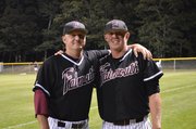 Lawrence High product Garrett Cleavinger, right, once again is playing for Lawrence High coach Brad Stoll. The two reunited — Cleavinger as relief pitcher, Stoll as third-base coach of the Falmouth Commodores of the Cape Cod League — this summer.