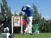 Gary Woodland hits his tee shot on the 429-yard, par-4 12th hole of the Reno-Tahoe Open on Sunday at Montreaux Golf Club. Woodland won the event, his second PGA Tour victory.