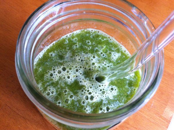 Cantaloupe plus spinach plus mint equals one really cool drink.