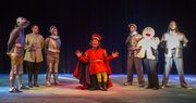 Cast members run through a scene during a dress rehearsal for Theatre Lawrence&squot;s upcoming production of "Shrek" Tuesday, Dec. 3, 2013, at Theatre Lawrence, 4660 Bauer Farm Drive.