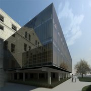 An exterior rendering of "The Forum," an extension of Kansas University&squot;s Marvin Hall currently under construction by the KU architecture school&squot;s Studio 804 class. Photo courtesy of KU School of Architecture, Design and Planning.
