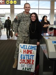 Jason Thornton and his wife, Jennifer Thornton, in 2006. Jason had just arrived home for two weeks of R&R during his second deployment to Iraq.