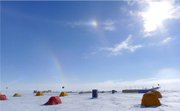 Tents on the ice at the CReSIS Subglacial Lake Whillans field camp on the Siple Coast, Antarctica. Photo courtesy of KU CReSIS Deputy Director, Carl Leuschen.